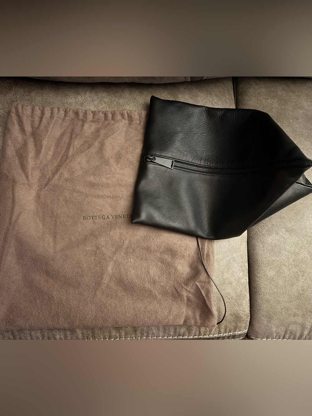 Bottega Veneta Black Pebbled Leather Triangle Clutch